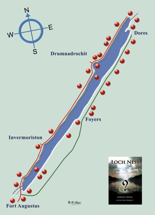 Map of Loch Ness with clickable points of interest
