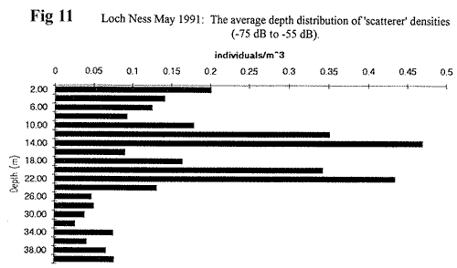 Loch Ness Average Depth Distribution of Scatterer Densities